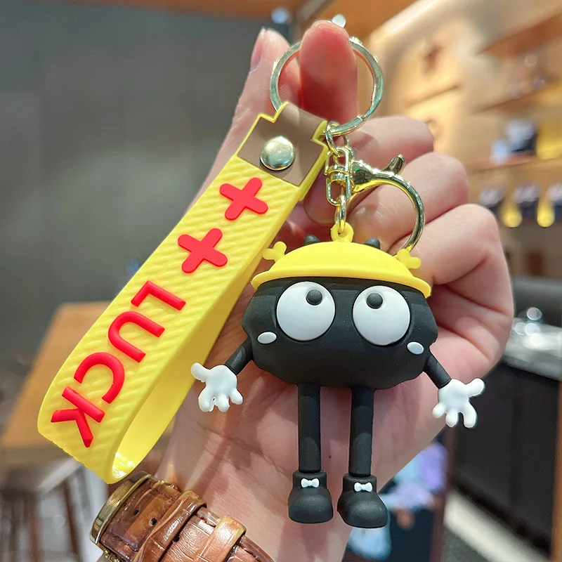 Cartoon anime Spirited Away Coal Ball Elf Keychain Cute and Funny Faceless Male Pendant Creative Male and Female Keychain Rings