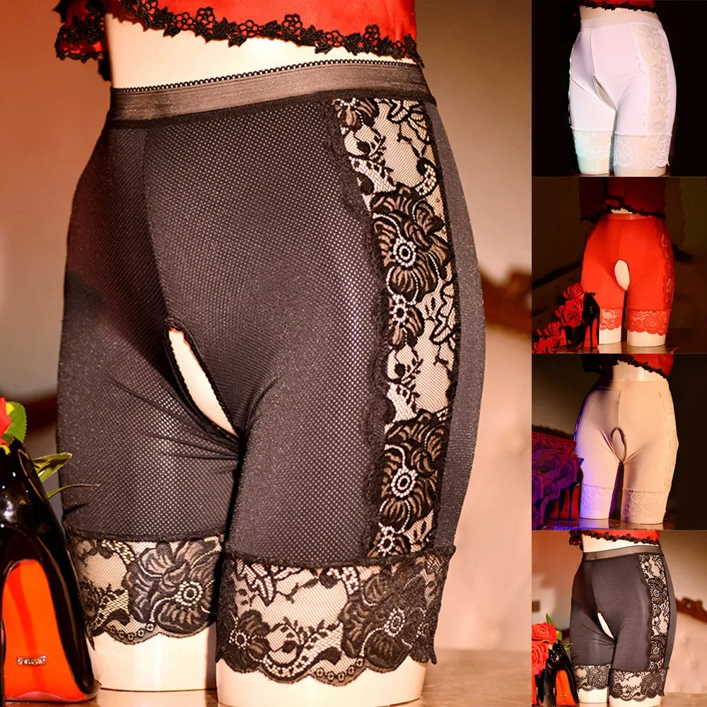 

Women Crotchless Knickers Sexy Open Crotch Underwear Breathable Boxer Briefs Panties Knickers Exposed Butt Lingerie Underplant