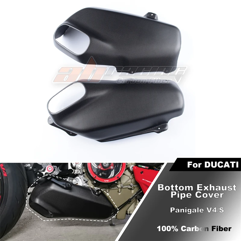 Bottom Exhaust Pipe Anti-Scald Cover For Ducati Streetfighter V4 V4 S Full Carbon Fiber 100%