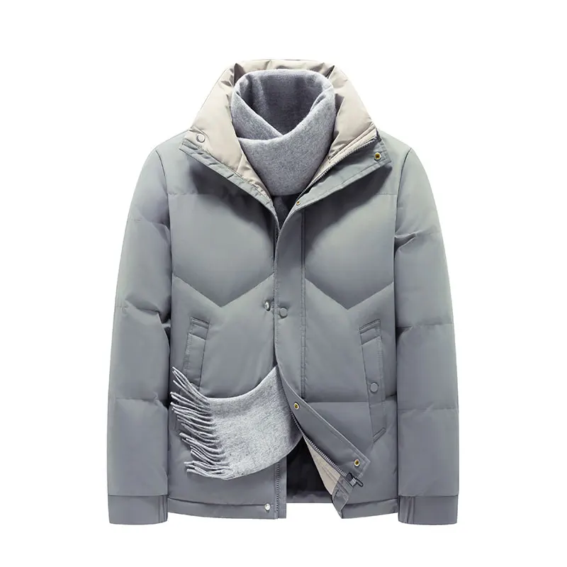 

Men Winter Cotton Jacket Waterproof Thickened Stand Collar Parkas Male Windproof Business Parkas Solid Color Thermal Clothing