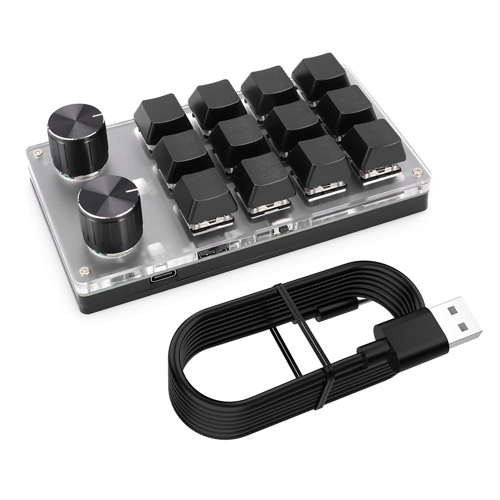 12 Key 2 Knob Programming Macro Knob Keyboard Mechanical Macro Keypad Keyboards Programmable Key Board For Home Office Gaming