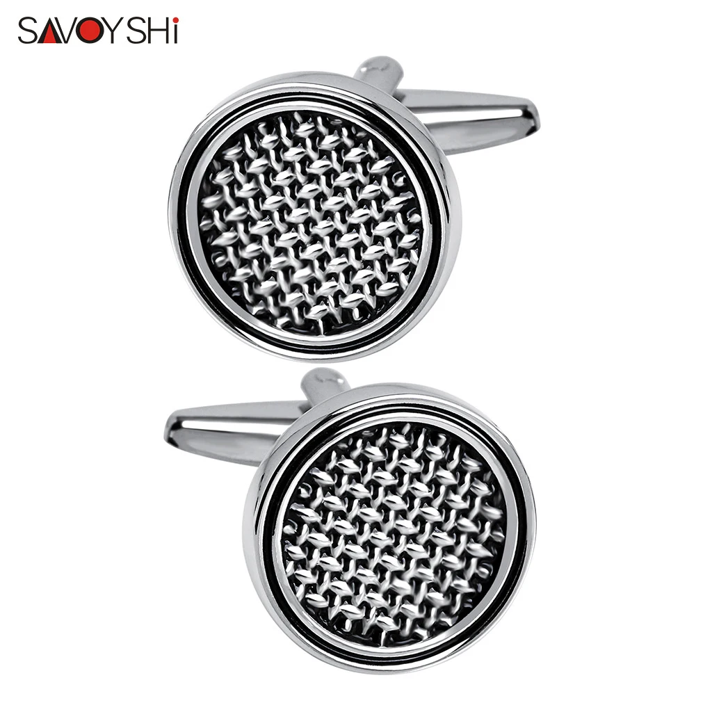 SAVOYSHI Men's Classic round Cufflinks High-Quality Copper French Shirt Cuff Buttons Business Gift Jewelry
