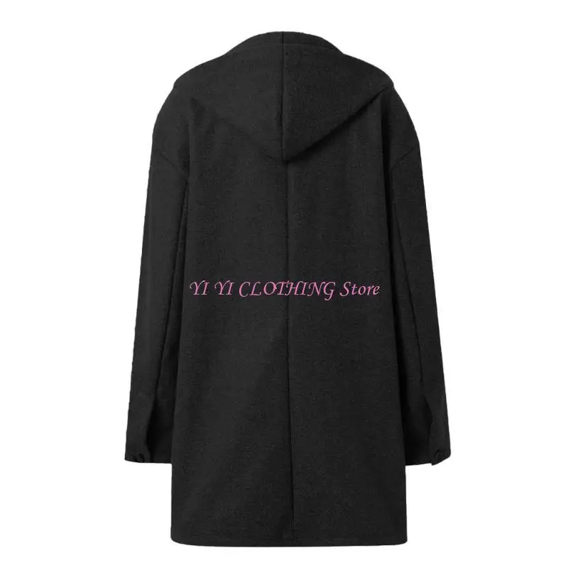 N5KF Women's Length Coat Hooded Long Sleeve Suitable for Office and Leisure Wear