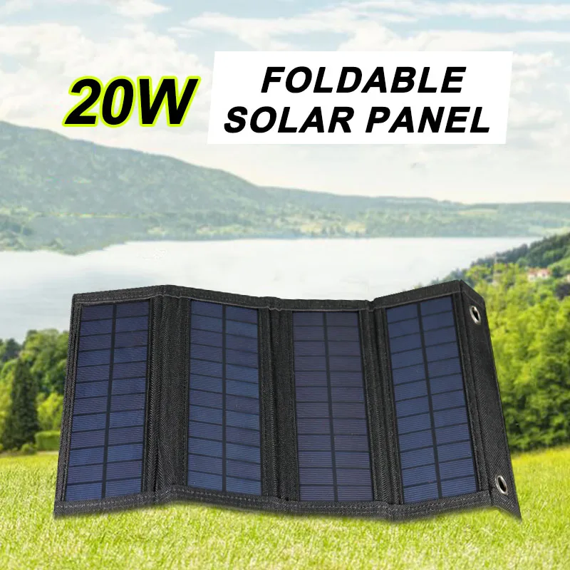 

Solar Foldable Charging Panel 20W Portable Outdoor Easily Carry Out Emergency Charging Camping Charger for Mobile Phone