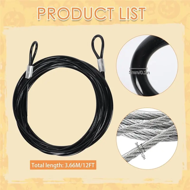 A11E-12 Ft Replacement Accessories, Coated Guy Wire Tether Cable Compatible With 12 Foot Giant,Repair Part U