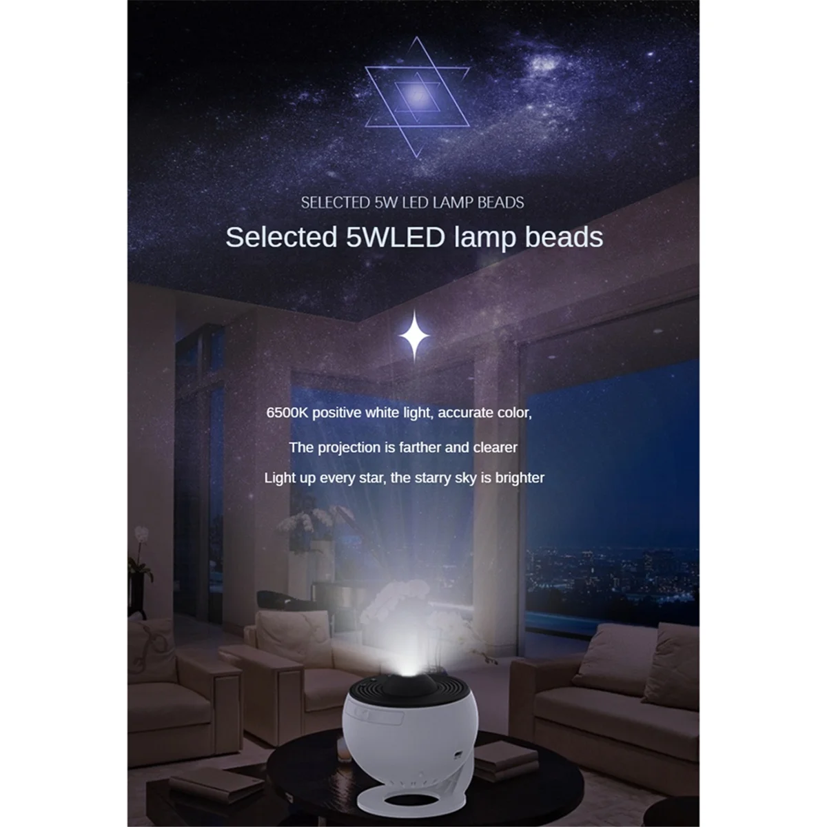 Galaxy Starry Projector Lamp 360° Rotating Starry Night Light Adjustable Projective Lamp for Bedroom, Home, Parties-B