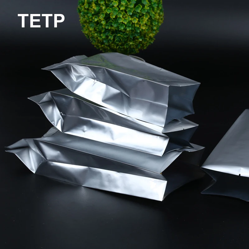 TETP 50Pcs Top Open Aluminum Foil Machine Seal Bag Store Tea Dried Fruit Nut Coffee Beans Packaigng Storage Favors Moistureproof