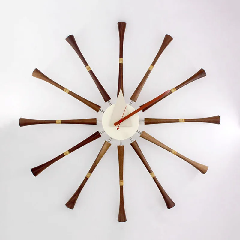 

Wall Clock With Walnut Color Wood For Living Room Home Decoration Modern Design Mute Clocks Home Decor