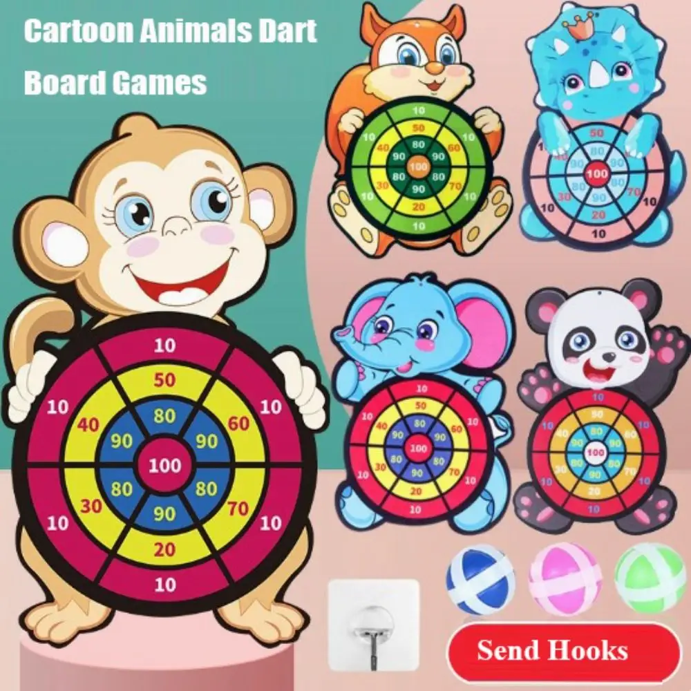 Zestaw do gry w rzucanie piłeczkami z haczykami, 3 przyklejane piłeczki, motyw zwierzęcy, różne style, kreskówkowy, dla dzieci, Montessori, gra sportowa, zabawki.
