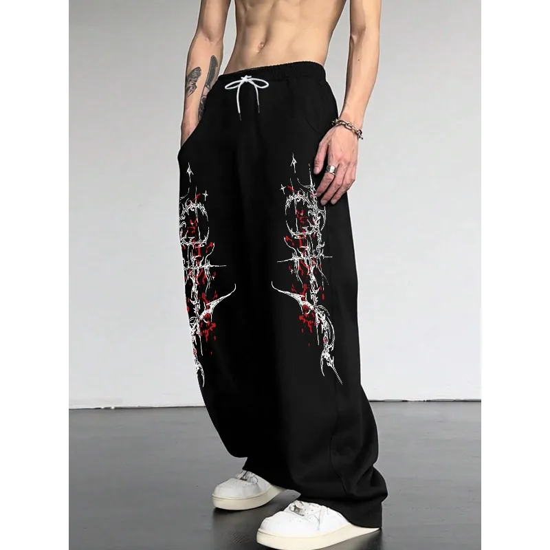 

Retro Gothic Style 3D Printed Jogger Pants, Loose, Breathable, Quick-Drying Straight-Leg Pants with Geometric Patterns