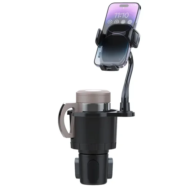 

2 in 1 Car Cup-Shaped Phone Holder Car Drink Holder with 360 Degree Rotating Gooseneck Phone Holder Adjustable Base