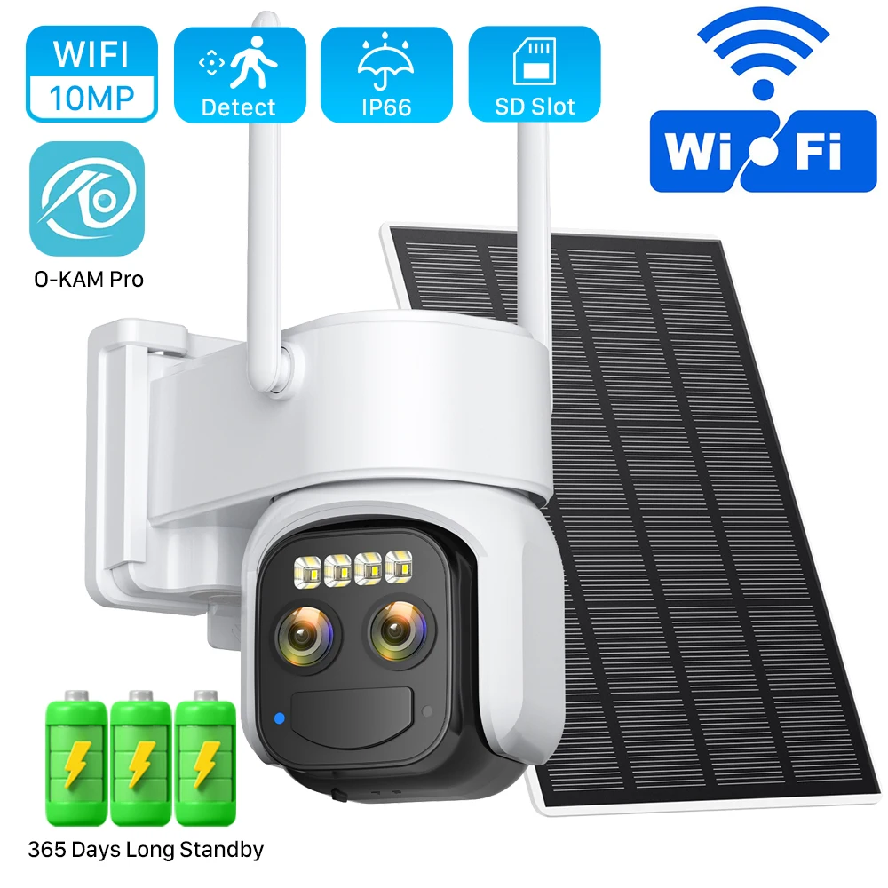 

10MP 8MP 4K PTZ Solar Camera Wireless Dual Lens 10X Zoom Outdoor Color Night Vision Human Detection Video Surveillance Cameras