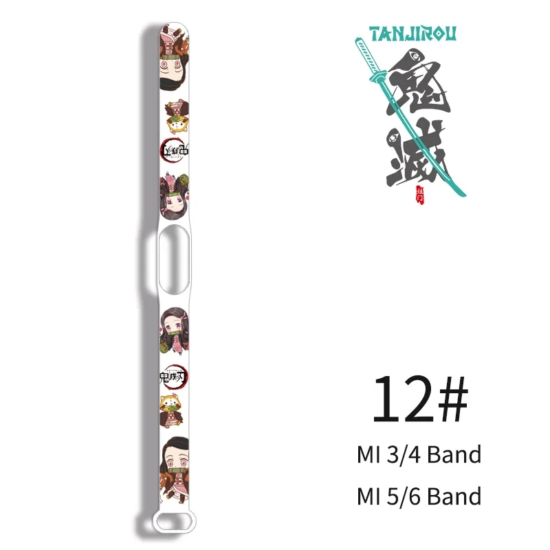 Hot Demon Slayer Tanjirou Strap for Mi Band 4 3 5 6 Creative Graffiti Silicone Sports Bracelet Replacement High Quality Strap