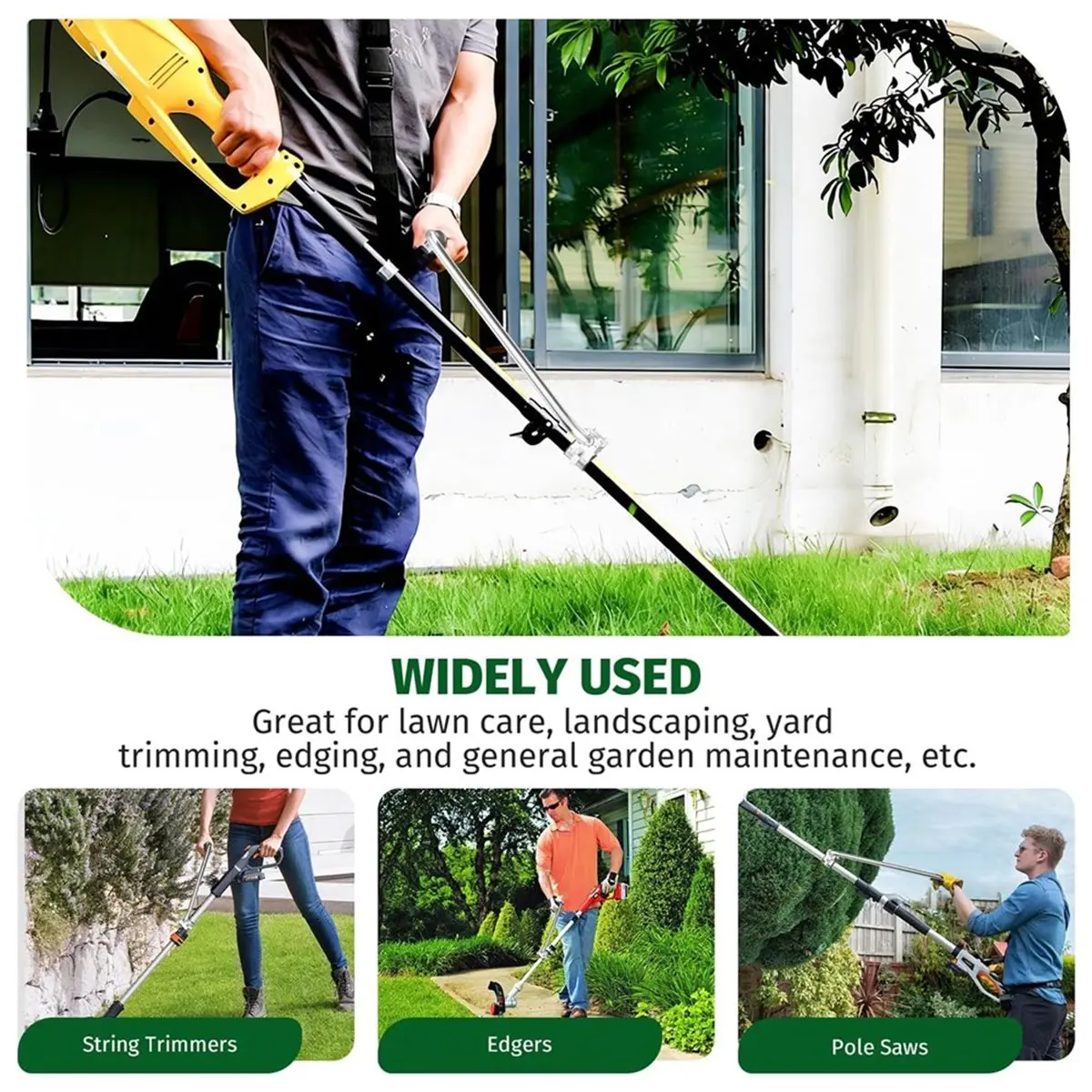 Ergonomic Weed Eater Handle, String Trimmer Grip with Adjustable Shoulder Harness Universal Back Saver Handle Extension