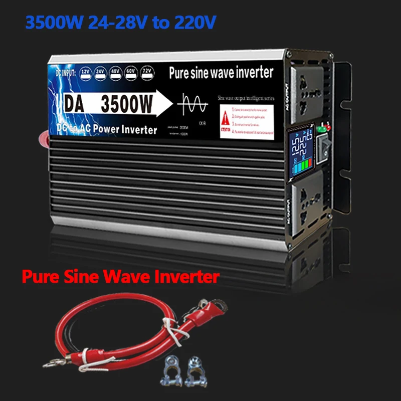

3500W 24-48V to 220V Pure Sine Wave Inverter LCD Multi-function Display High Power Power Inverter Power Voltage Converter