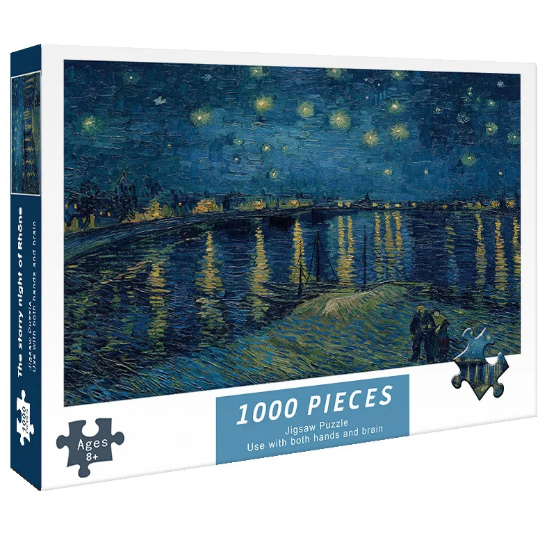 Children's Adult Paper Color Puzzle 1000pss Rhone River Starry Night, Fun and Educational Games Home Decoration Wall Display