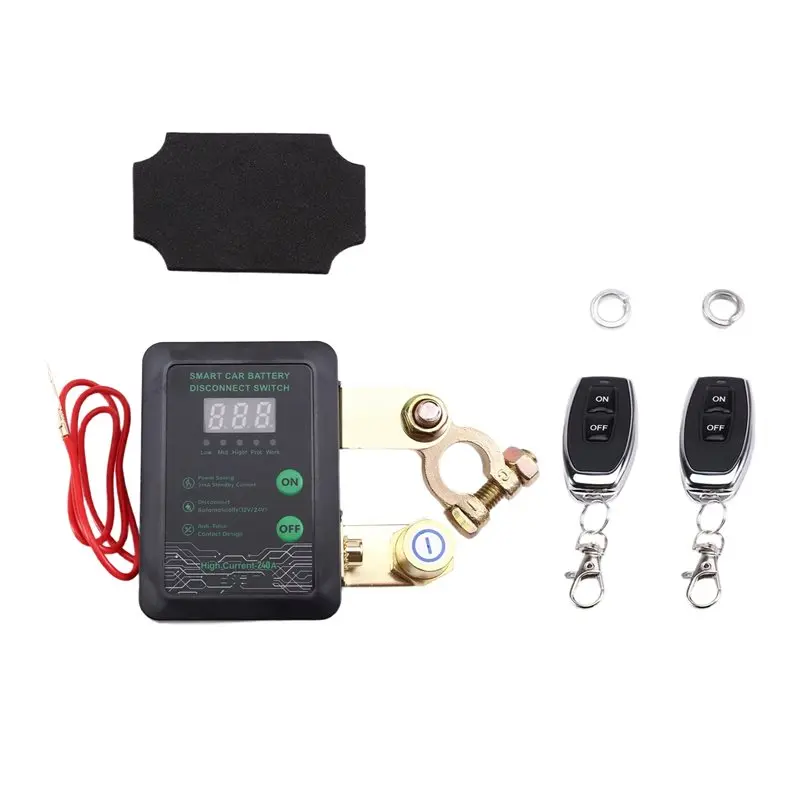 

Battery Disconnect Switch 12V/24V 240A Digital Remote Control Automatic Power-Off Switch For Car Boat Black
