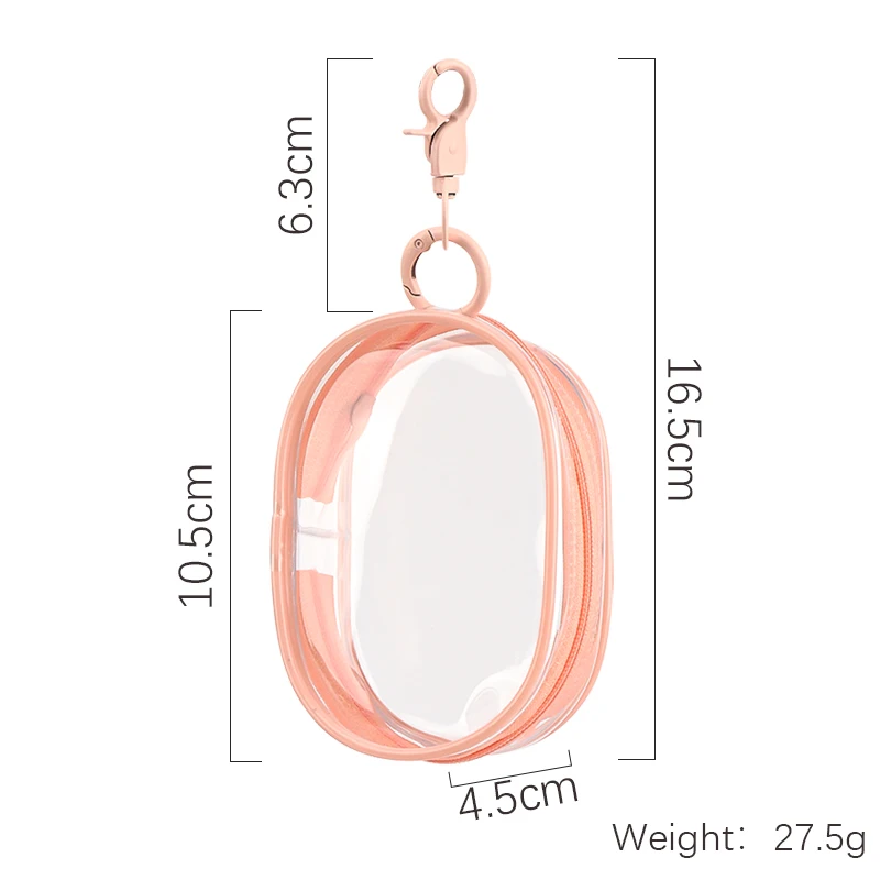 Transparente PVC-Mini-Kosmetiktasche mit Reißverschluss, Schlüsselanhänger-Tasche für Make-up-Pinsel, Lippenstift, Münzgeldbörse, Reise-Aufbewahrungsorganizer – Detail 2