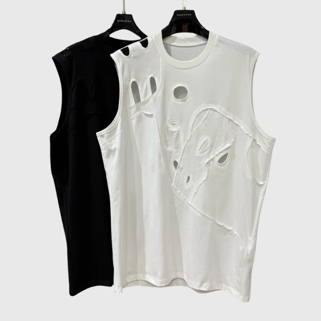 2025SS R0 Top Quality Men's White Casual Tank Top Male Comf…