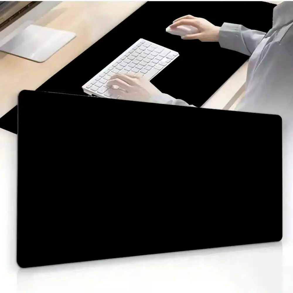 Pure black Mouse Pad Mousepad Large Abstract Mouse Pad Gaming Deskmat With Lockedge Office Non-slip Carpet