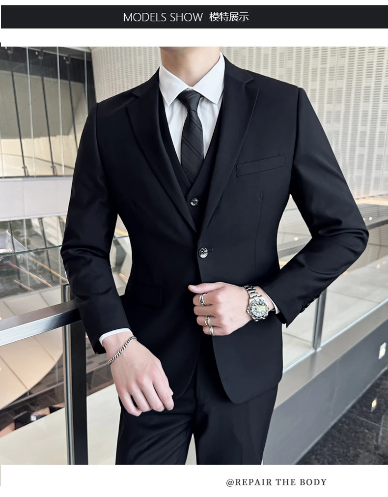 Men Western Suit Slim-fit Coat Groom Wedding Business Professional Formal Interview Suit