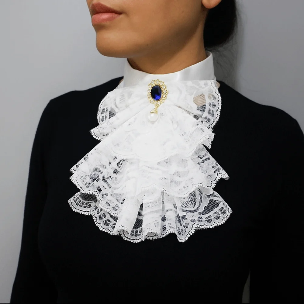 Cameo Detachable Renaissance Collar Elegant Vintage Elizabethan Neck Ruff Layered Opera Ruffled Collar Party