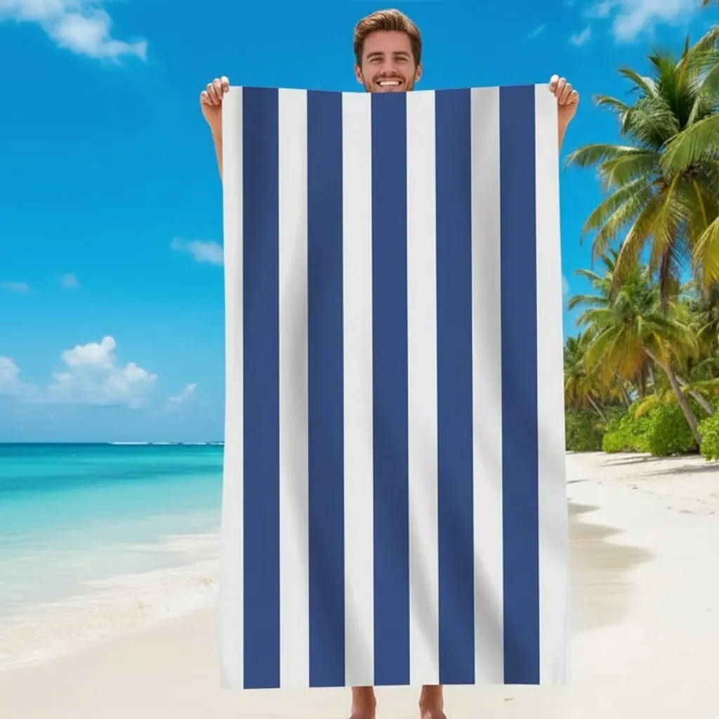 

Быстросохнущее и очень впитывающее пляжное полотенце — быстросохнущее банное полотенце в синюю полоску для плавания и путешествий