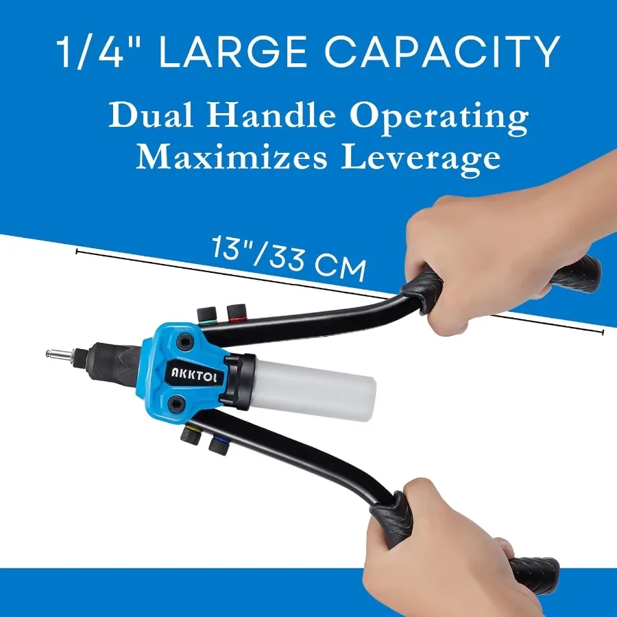 Heavy Duty 1 4 Pop Rivet Gun Kit with 210pcs Blind Rivets and 5 Nosepieces Including 3 16 1 8 for Metal Repair Gutter Installat