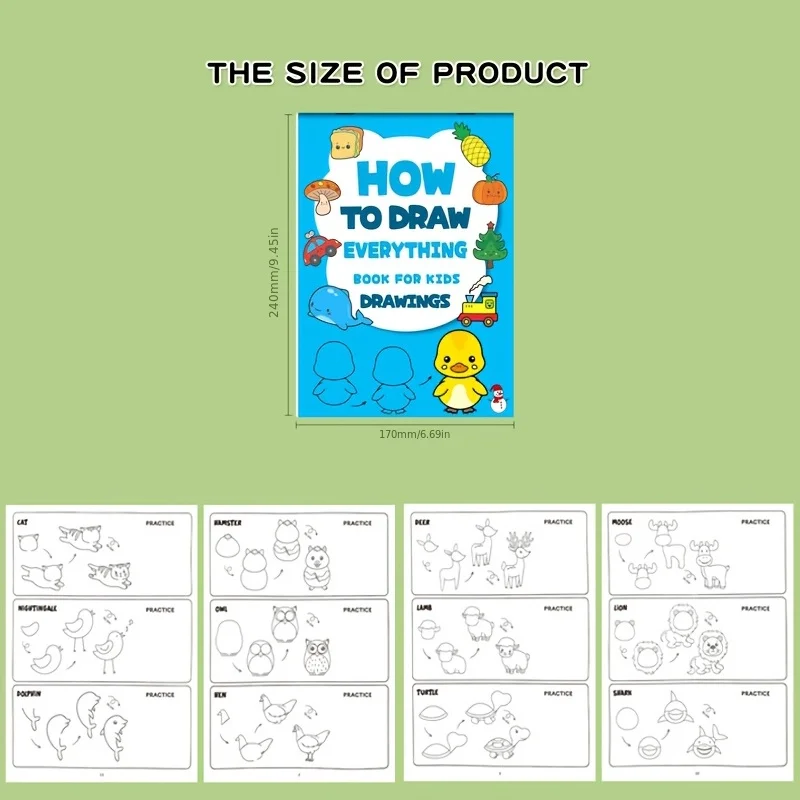 Fun Coloring Book, Children's Art Book: Simple 4-Step Drawing Guide, Interactive Drawing Activity Book for Kids 32 Pages