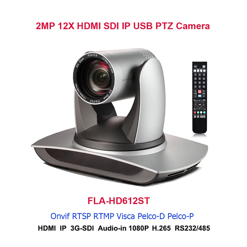 Caméra IP Full HD, 1920x1080p, 60fps, Zoom 12x, PTZ, 3G-SDI, Wild HDMI, Plate-forme prometteuse