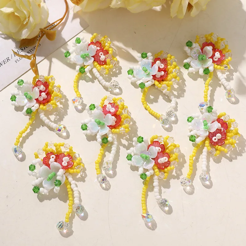 Shoe Charm 1 Piece Yellow Beaded Tassel Flower Bright Spring DIY Outing Versatile Clogs Crystal Shoes Decor for Women
