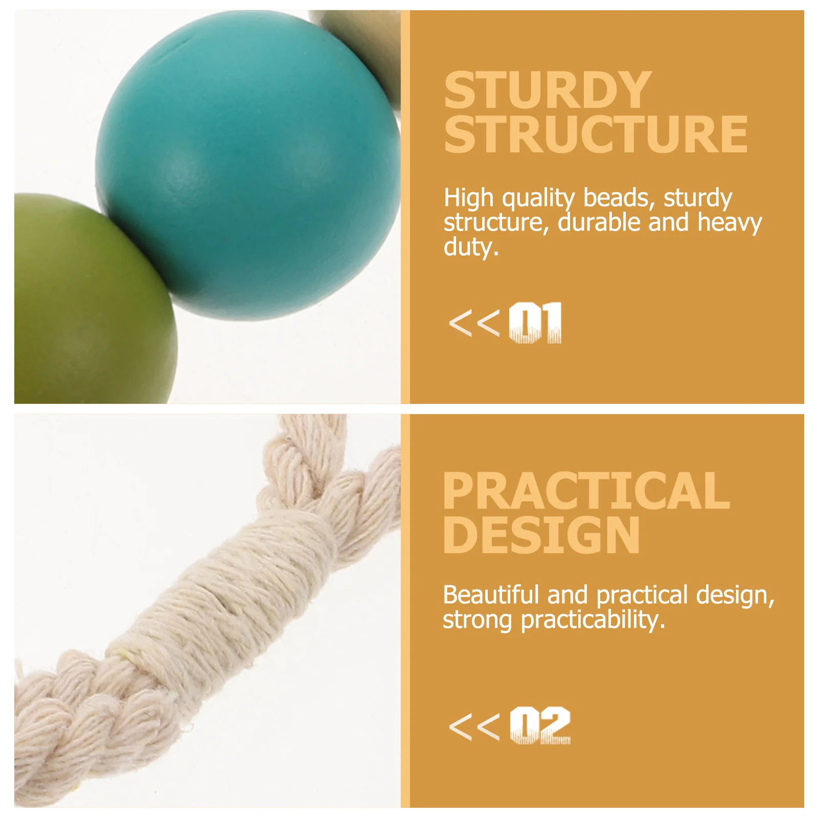 

2pcs Wooden Beads String Curtain Tiebacks Home Decor No Drill Needed Modern Window Accessories Living Room Bedroom Office Use