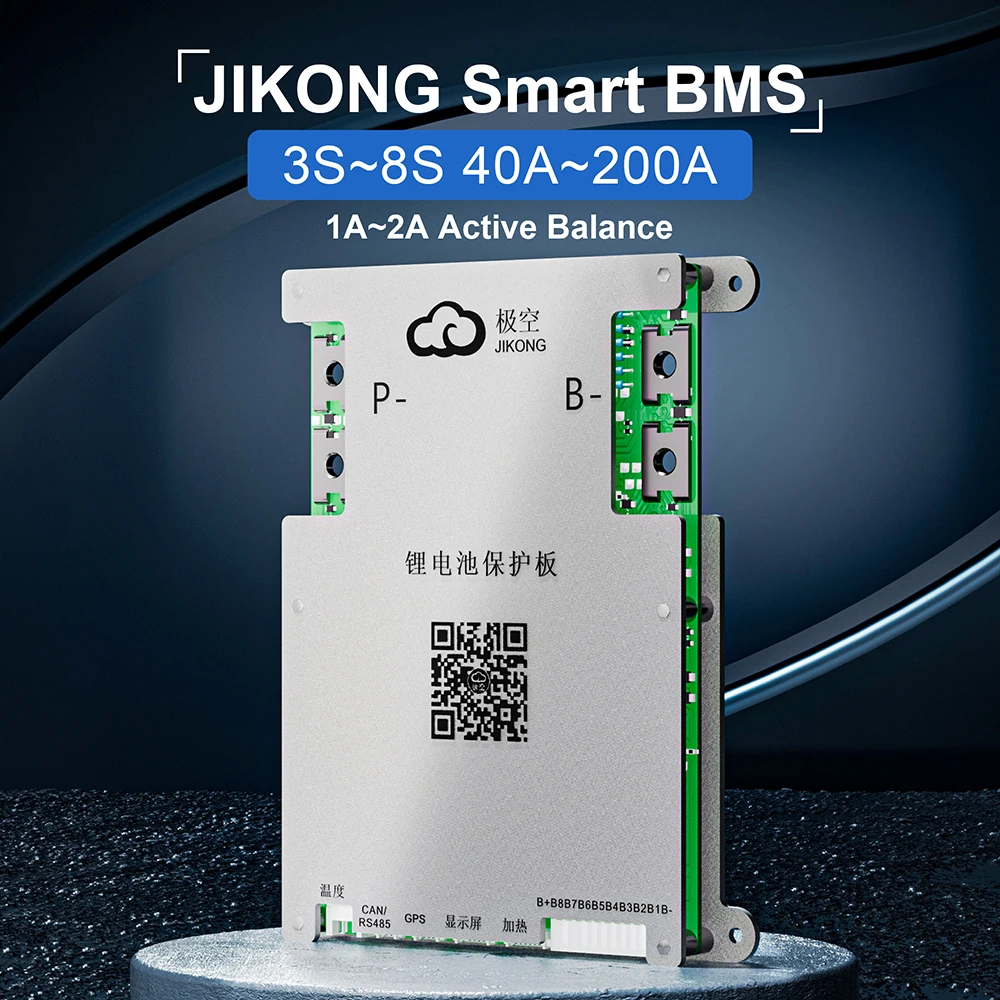 Smart  JIKONG BMS  1A 2A Active Balance Current 3S-8S 100A-200A Lifepo4 Li-ion Lto Battery pack BT RS485 CAN