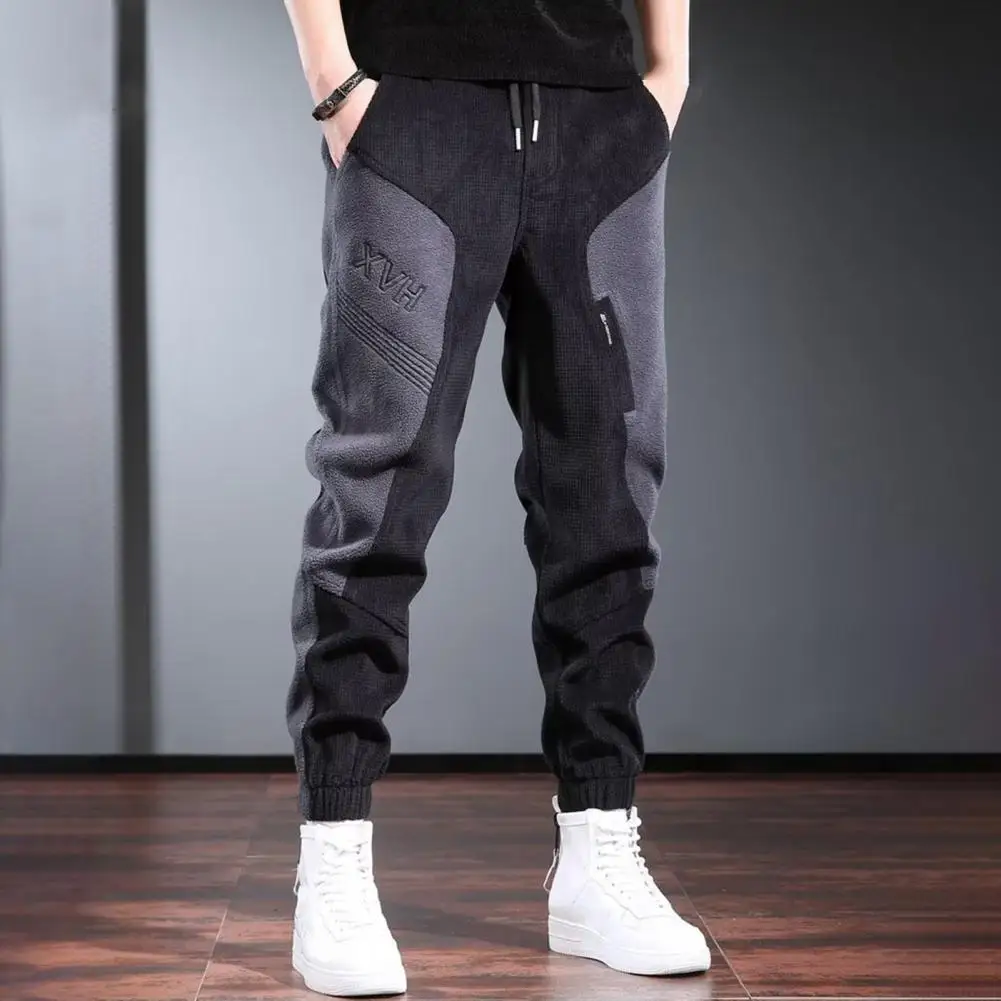 

Men Elastic Waist Pants Comfortable Men's Solid Color Cargo Pants with Ankle-banded Design Drawstring Elastic for Long for Men