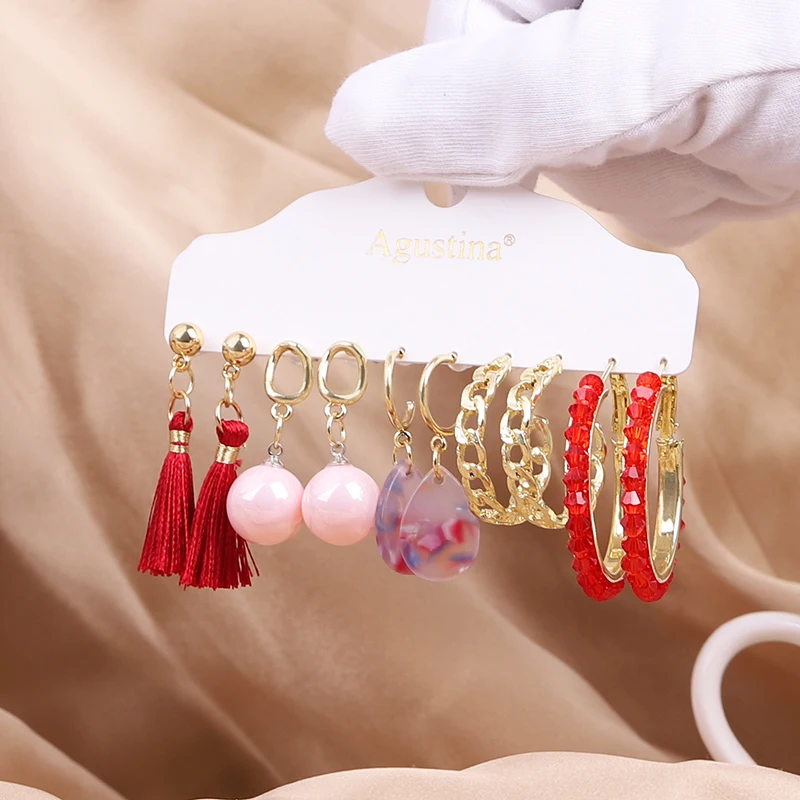 Shell Bay 2020 Long Earrings Set Fashion Jewelry Set Earrings Women Girl Bohemian Drop/Small Earrings Gifts Cute Pink Wholesale