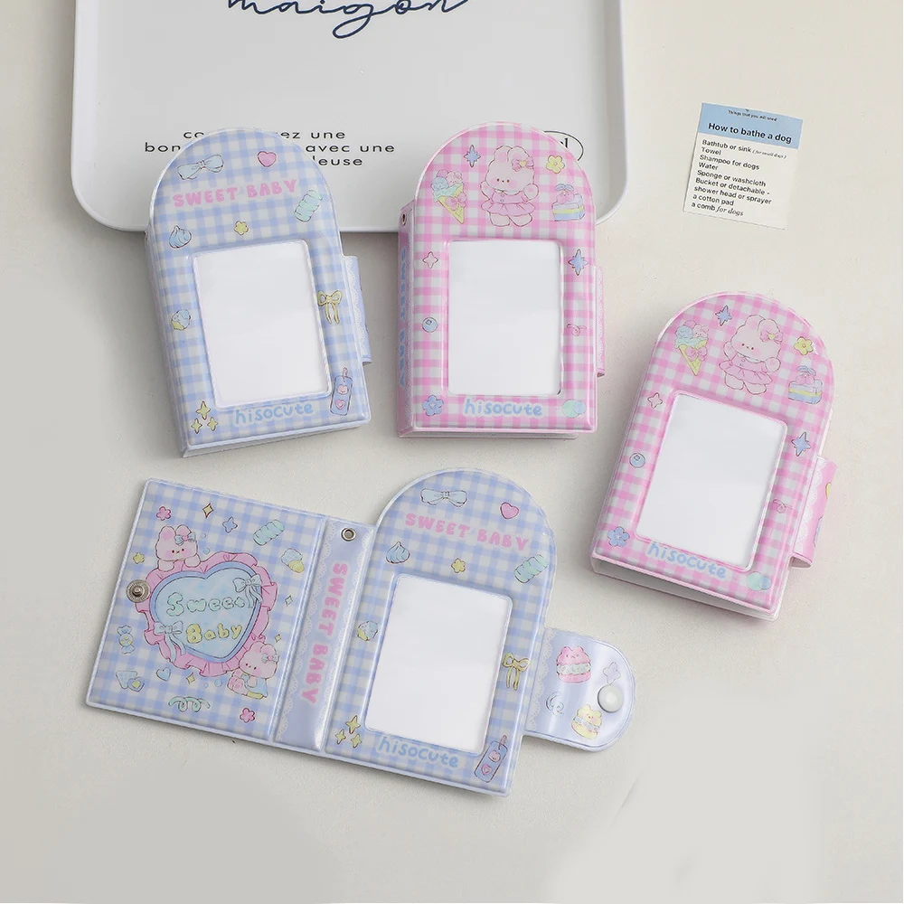 New Arrival  Plaid 3 Inch Postcards Holder Star Chasing Photo Album Buckle Album Storage Card Bag Idol Card Collect Organizer