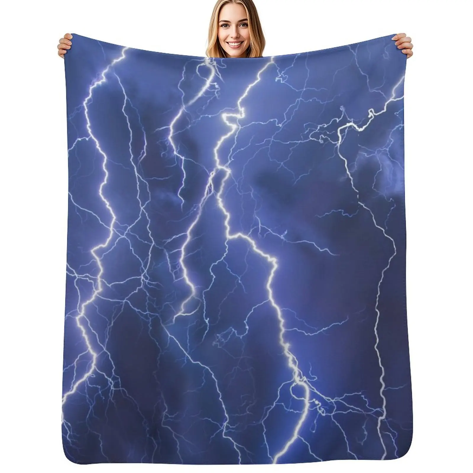 Dazzling blue lightning Throw Blanket Thin Soft Blanket for Summer Night Sleeping