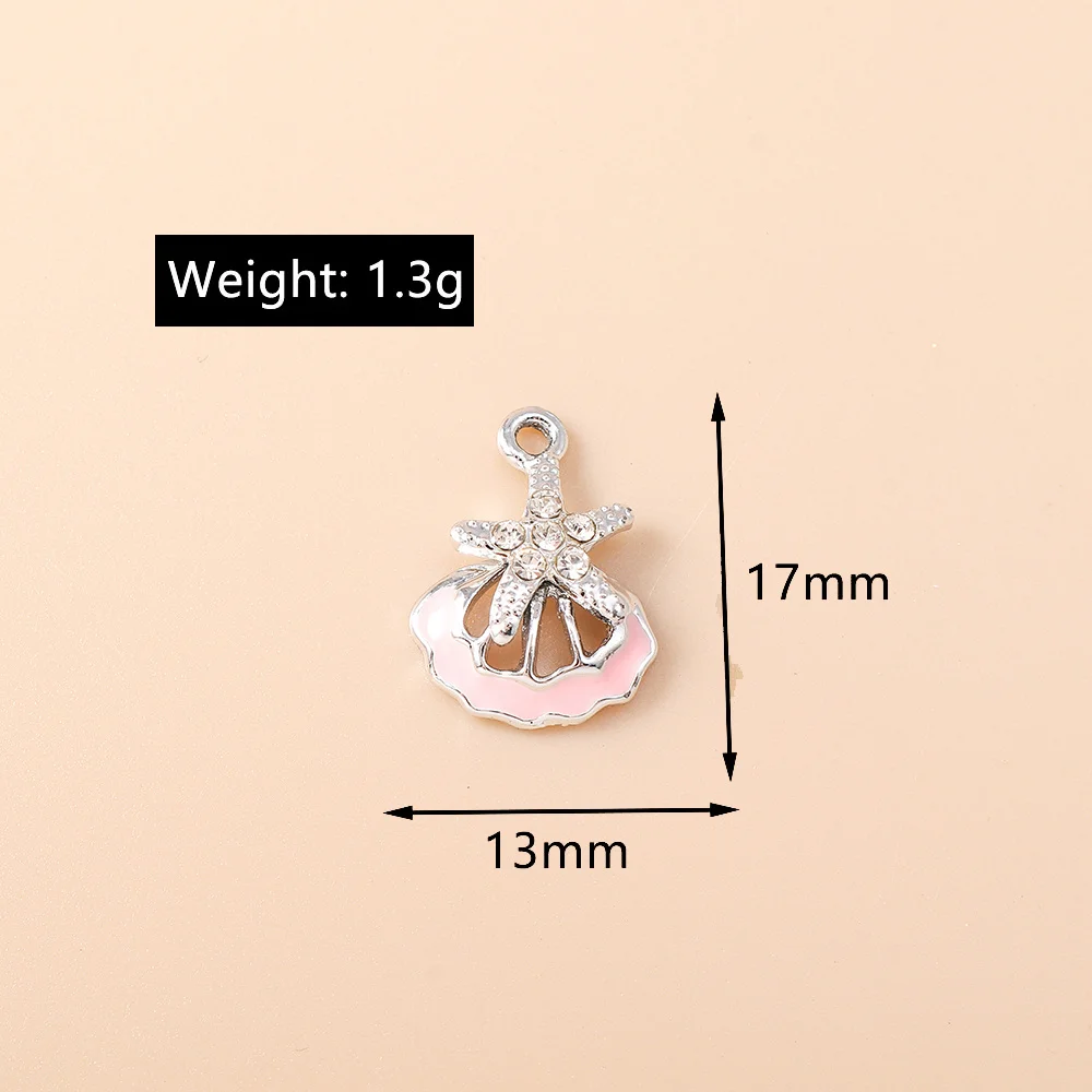 Leslie 10 Stück Niedliche Kristall-Seestern-Anhänger für Schmuckherstellung, Meeresleben-Anhänger für DIY-Halsketten und Ohrringe – Detail 21