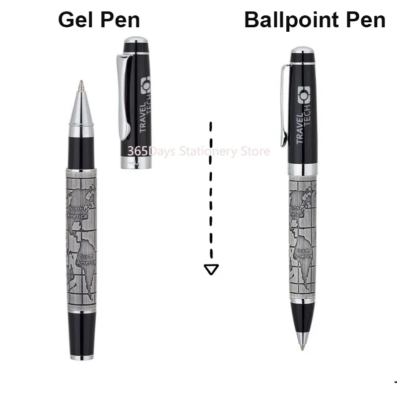 Benovel World Map Gel Ballpoint Pen Electroplated Real Silver Hand Brushed Business Office Signature Pen With Schmidt Refill