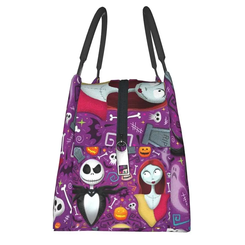 تيم بيرتون عيد الميلاد فيلم الرعب الحرارية معزول أكياس الغداء جاك سالي الجمجمة هالوين المحمولة حاوية الغداء وجبة عبوة طعام #4