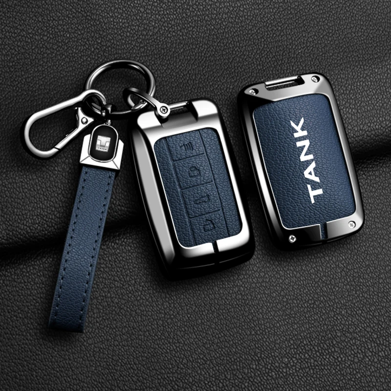 Car Zinc Alloy Leather Smart Control Smart Key Case Cover Holder Chain For Great Wall GWM WEY TANK 300 500 Tank300 Decoration 6