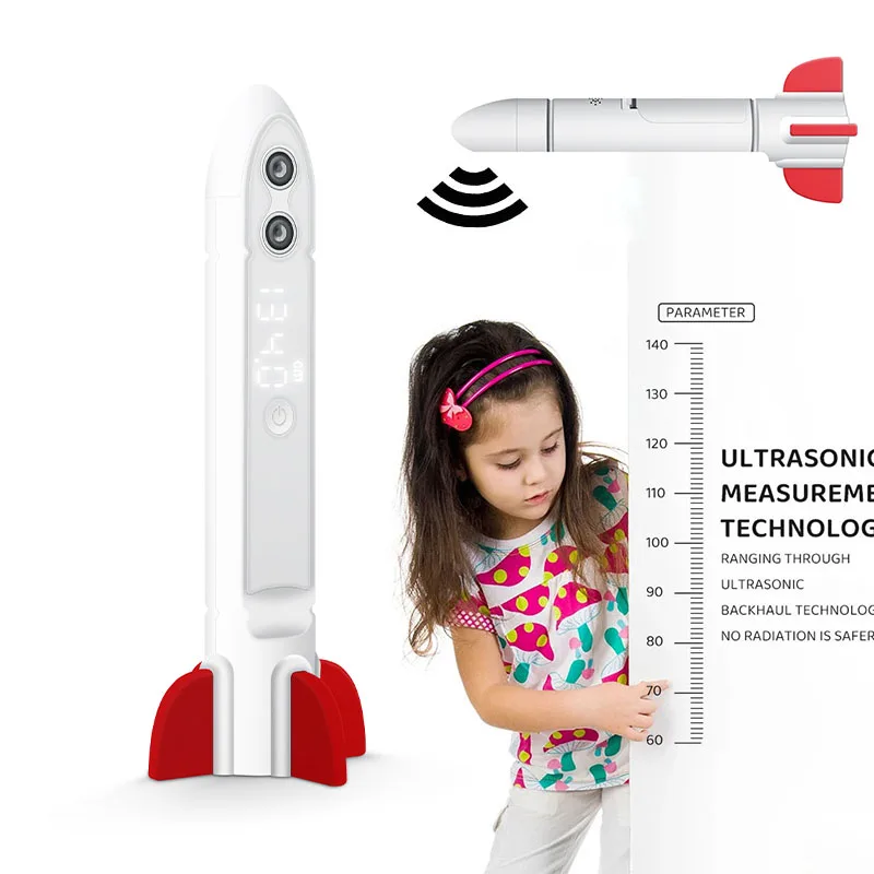 Wall type ultrasonic cable laser hanging measuring kids body height 2m meter instrument for measuring children height