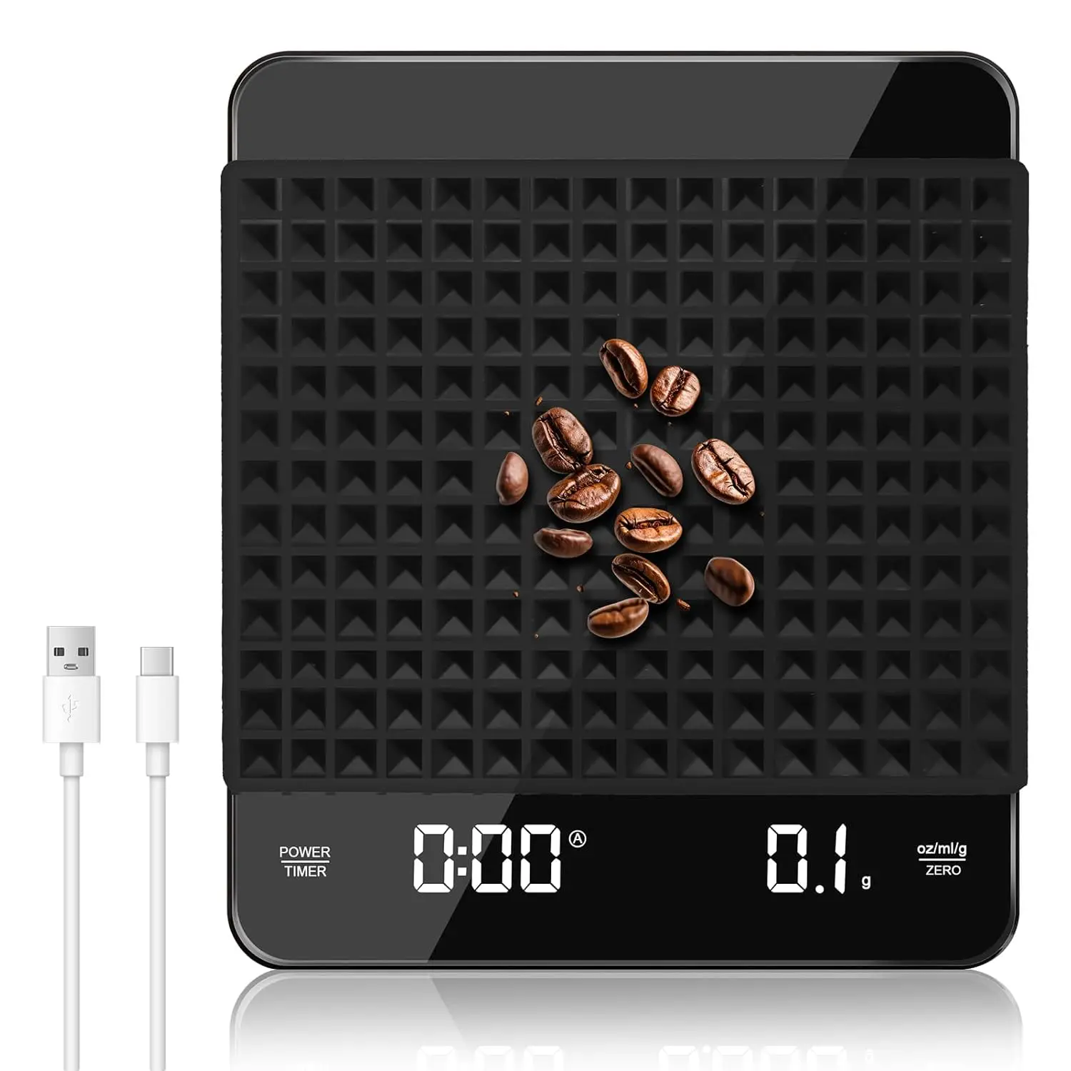 

High-precision Electronic Digital 3kg/0.1g Espresso Coffee Scale with Timer USB Rechargeable with Waterproof Pad LED Display
