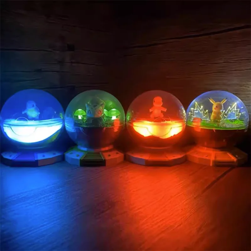 Pokemon Anime Figures Pikachu Charmander Squirtle Bulbasaur Glowing Toys Night Light Desktop Ornaments Model Toy Kids Gifts