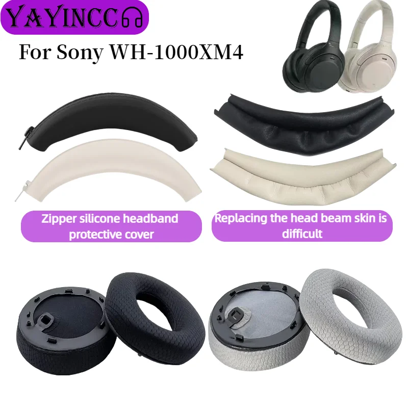 

YAYINCC Replacement Breathable Mesh Ear Pads Silicone zipper head beam protective cover Combo for Sony WH-1000XM3/XM4 Headphones