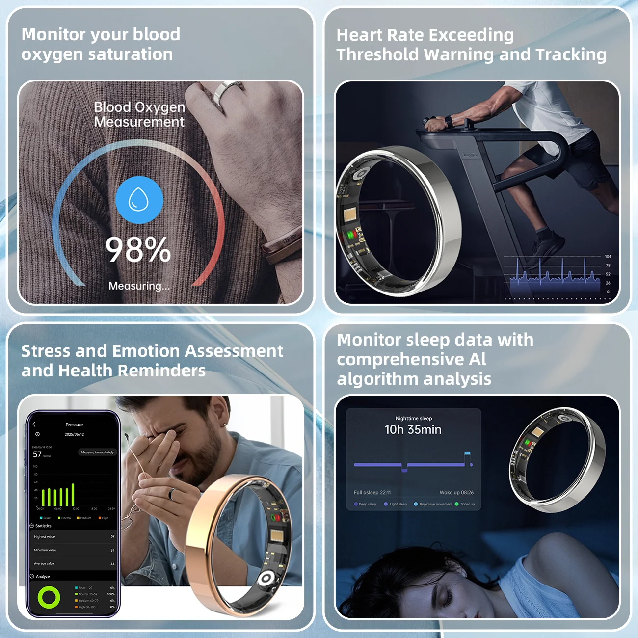 2026 Smart Ring Bluetooth Call Heart Rate Blood Pressure Monitor 5ATM Waterproof Health Ring Men Women For Xiaomi Gift - Image 3