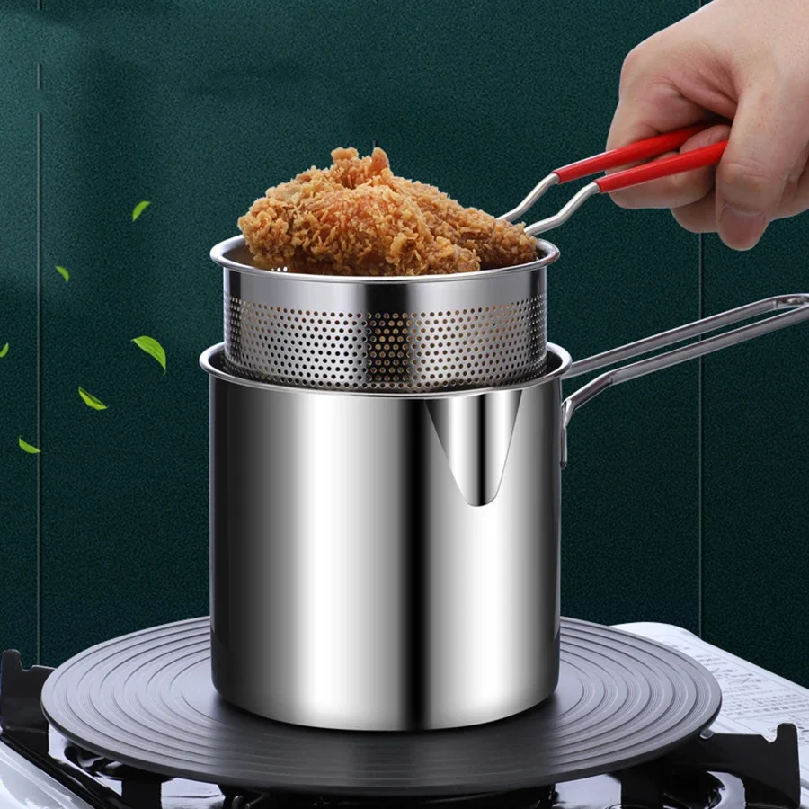 

CANBOUN CANBOUN Фритюрница из нержавеющей стали с корзиной для жарки Многофункциональная маленькая кастрюля Кухня Специальная жарка курицы и другие