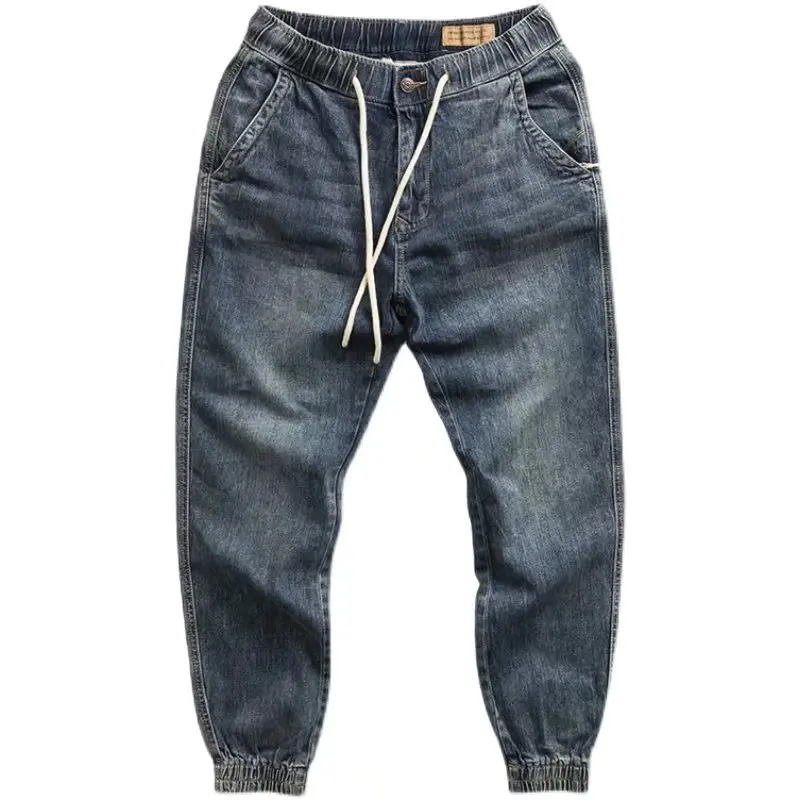 

Свободные джинсы Харлан с эластичной резинкой на талии в стиле ретро, модные молодежные повседневные длинные брюки, модные осенние джинсы с водной талией