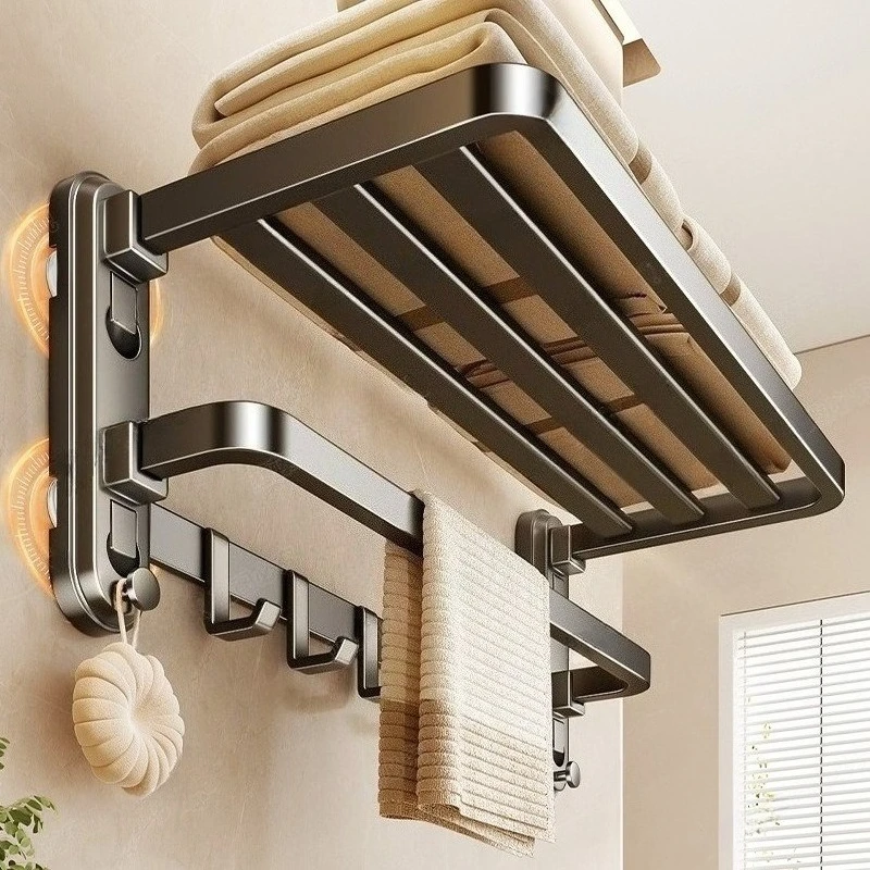 

Non-punching Towel Rack Household Convenient Bathroom Folding Detachable Waterproof Storage Shelf Modern Bathroom Fixture
