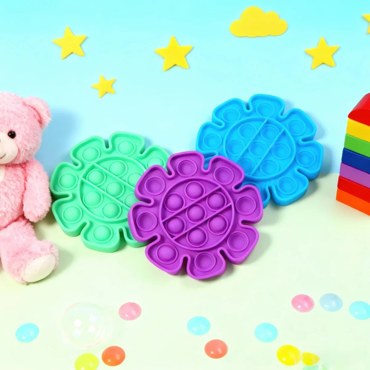 1pc Push Pop Bubble Fidget Giocattolo sensoriale Confezione antistress Arcobaleno Strumenti anti-ansia Giocattoli antistress per ufficio (Colore casuale)